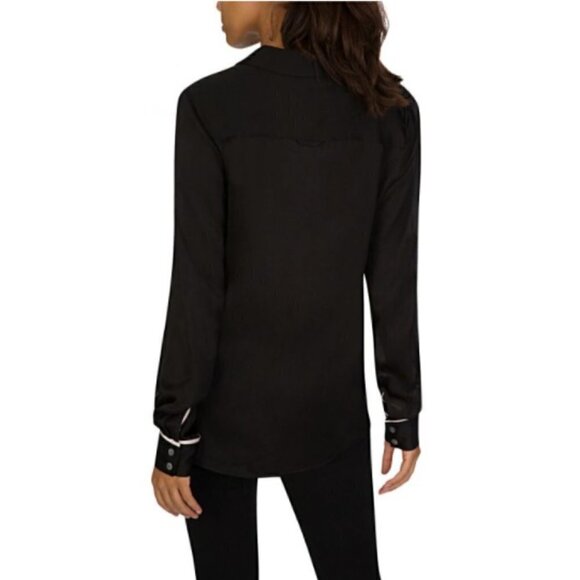 J BRAND Button Down Business Casual Pajama Shirt Black XS - Picture 2 of 12